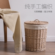 artlyly Nordic export Willow rattan woven basket with cover Dirty laundry basket Wash toy basket Snack basket Dirty laundry basket for hotel use