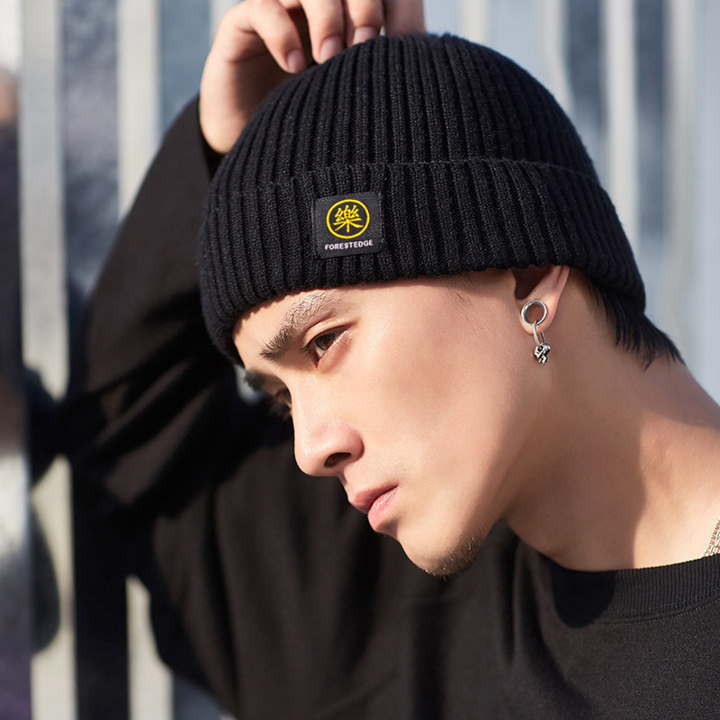 Autumn Winter Hat Men's wool line hat Han version 100 hitch Tide Cards Knitted Hat Cold Hat Winter Anti-Chill Warm Cotton Hat Youth