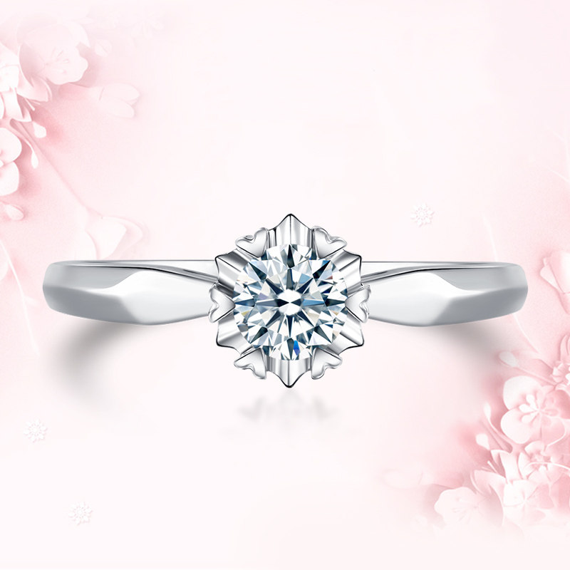 18K gold diamond ring girl proposed marriage diamond ring six claws snow flower diamond ring custom
