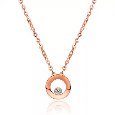 Diamond necklace female 18K gold diamond pendant Rose gold real diamond big fashion clavicle chain gift