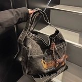 Японская джинсовая вместительная и большая сумка на одно плечо для отдыха