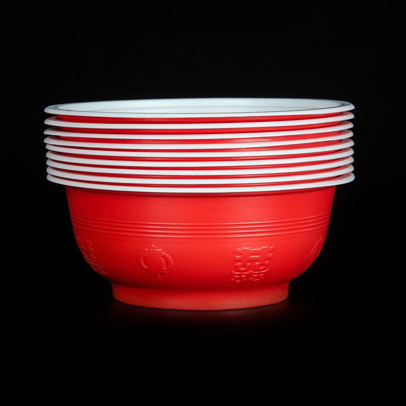 Disposable bowl chopsticks wedding special thickening round household red wedding festival environmental high-end tableware plastic bowl
