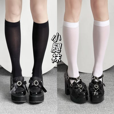 Japanese-style calf socks, mid-calf socks, women's jk half-length socks, knee-length black velvet socks, versatile Lace-style socks