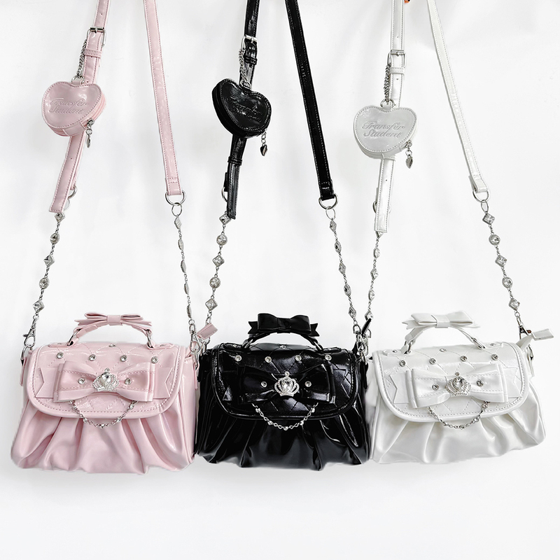 Transfer Student Coronation Gift Box Original Japanese-Style Shoulder Bag with Rhinestones Elegant Lolita Lace-Style Handbag Crossbody Bag for Women