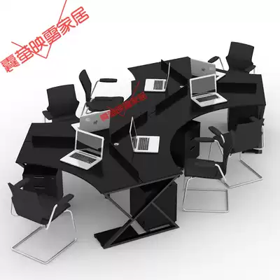 Black 6-person staff desk and chair Three-person combination screen Six-person work station 5-person work desk Computer desk