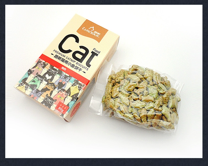 Bánh quy đặc biệt dành cho mèo Lusi 80g * 4 Hộp bánh quy cá dinh dưỡng bổ sung chất béo cho mèo Catnip Snacks - Đồ ăn nhẹ cho mèo