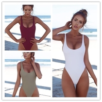 ebay Europe and America 2018 womens one-piece swimsuit sexy solid color bikini foreign trade AliExpress Amazon swimsuit