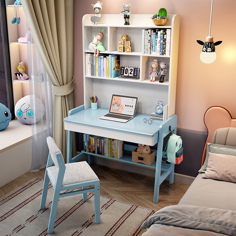 70 90cm small household solid wood desk bookcase combination can lift children's study desk student bedroom writing table