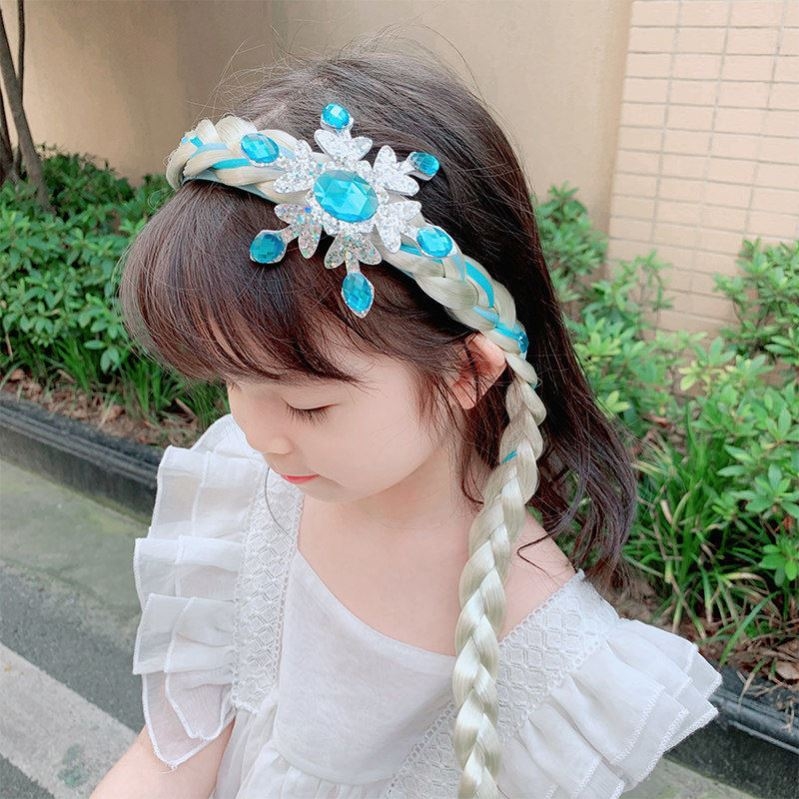 Children's hair clip headband headdress Snow White hair accessories girls headband wig long braid bow hair ornament headdress