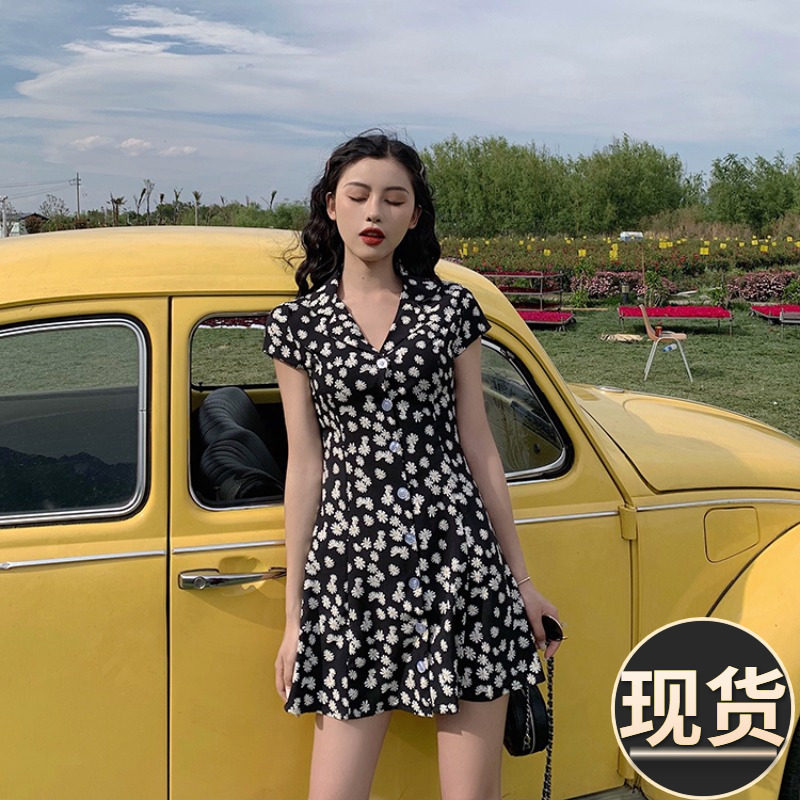 Special offer Original 148 French platycodon temperament all-match female 2022 new summer European short-sleeved floral dress