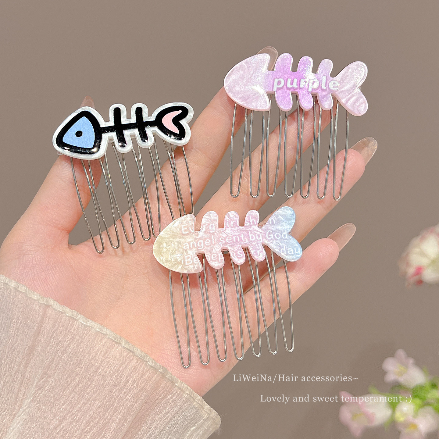 Cute cartoon colorful fish upside-down comb hair clip for girls' forehead side bangs comb and hair styling children's hair accessories