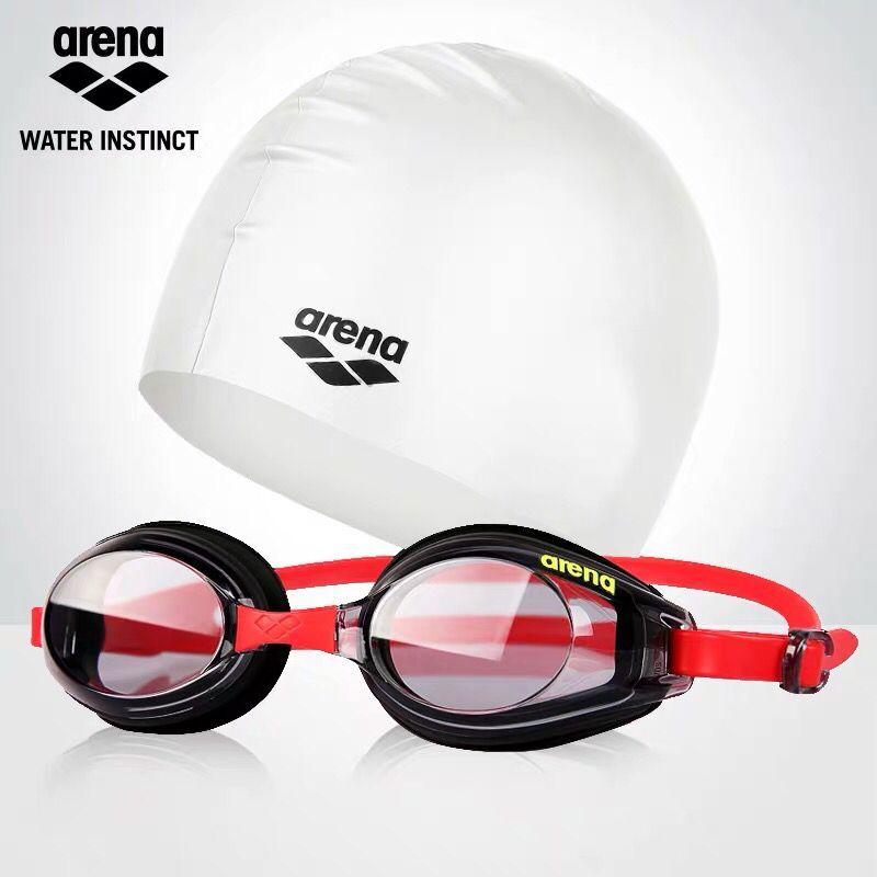 arrena bathing cap swimming goggles suit female long hair male waterproof anti-fog high-definition high play Arena professional swimming gear