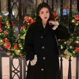 Весеннее дизайнерское ретро кружевное черное платье, коллекция 2021, городской стиль, тренд сезона, французский стиль