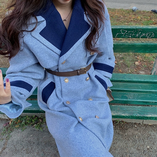 Шерстяной плащ, костюм, кашемировое длинное пальто, 2021 года, средней длины