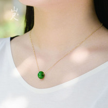 Fulutong 丨 jade dry blue jade necklace Passepartout transfer beads good luck 18K gold pendant clavicle chain female