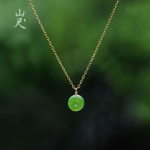 Feedback Hetian jade Jasper necklace safe buckle jade pendant 18k gold clavicle chain female jewelry gift niche