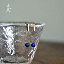 Lake blue gold 5A Lapis lazuli 18k gold jade earrings earrings earrings earrings fashion atmosphere send girlfriend