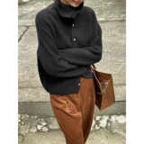 Булавка, демисезонный дизайнерский кардиган, универсальный свитер, тренд сезона, увеличенная толщина