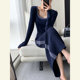 2022 new French temperament ladies knitted long skirt high-quality self-cultivation bottoming sweater dress women
