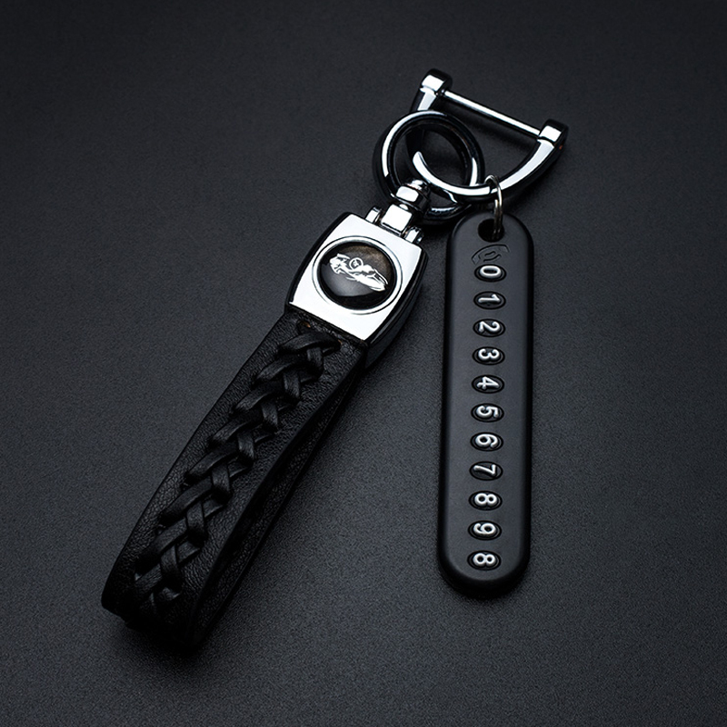 Braided Leather Rope Car Keychain Business Men's and Women's Anti-Lost Mobile Phone Number Plate DIY Pendant Creative Key Chain Braided Leather Rope Car Keychain Business Men's and Women's Anti-Lost Mobile Phone Number Plate DIY Pendant Creative Key Chain