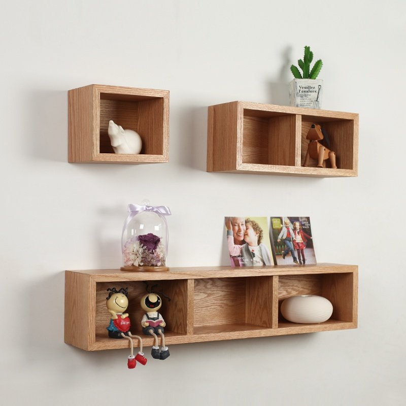 Wall shelf solid wood perforated hanging wall Lattice Shelf Bedroom Living Room Wall Deco Creations Creative Bookshelf Containing Partitions