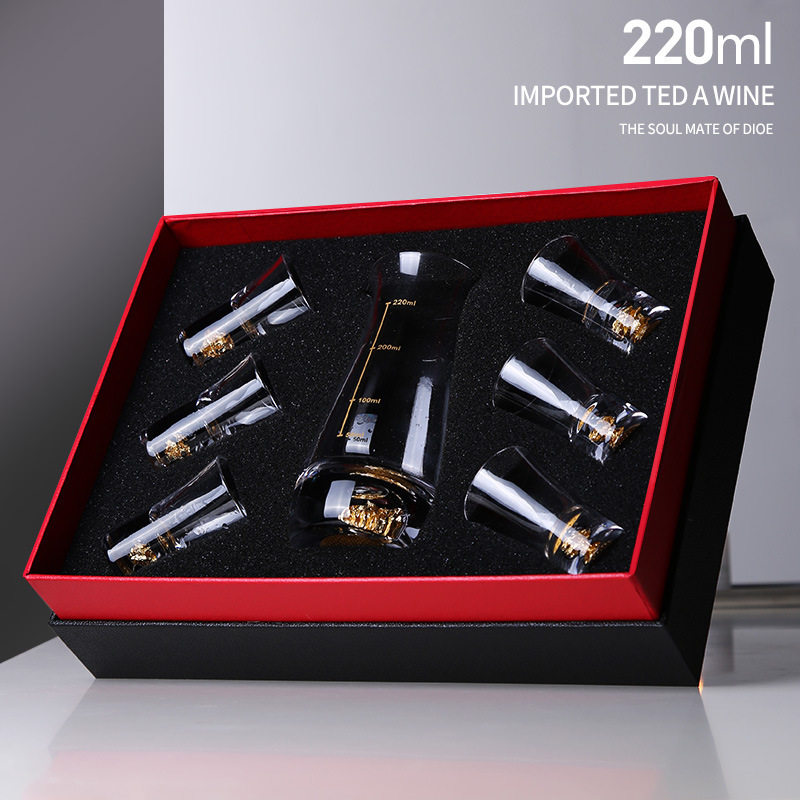 Van Kage high-grade crystal glass wine set gold foil white wine glass with scale crystal white wine pot wine dispenser