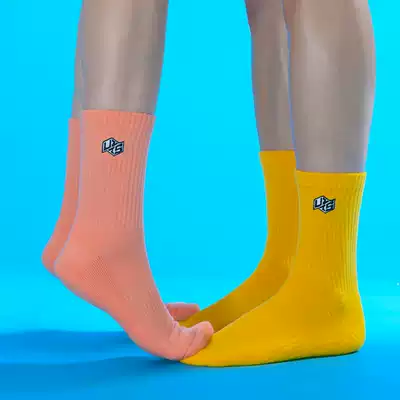 UZIS couple socks women's candy color casual wild trendy socks men's stockings Solid color comfortable towel socks