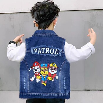 Children's ultraman vest spring and autumn fashionable 3-6-8 children's vest top denim waistcoat vest trendy