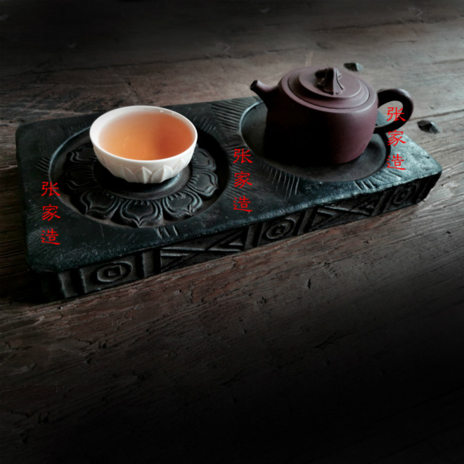 Zhangjia made Han brick dry brewing table retro gold brick pot bearing dry brewing tea tray new Chinese lotus can clear the heart Chinese style base
