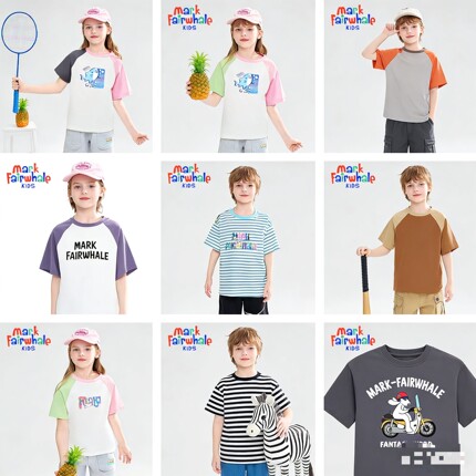 马克华菲2026新款男女童纯棉短袖儿童宽松洋气宝宝上衣T恤全JZ