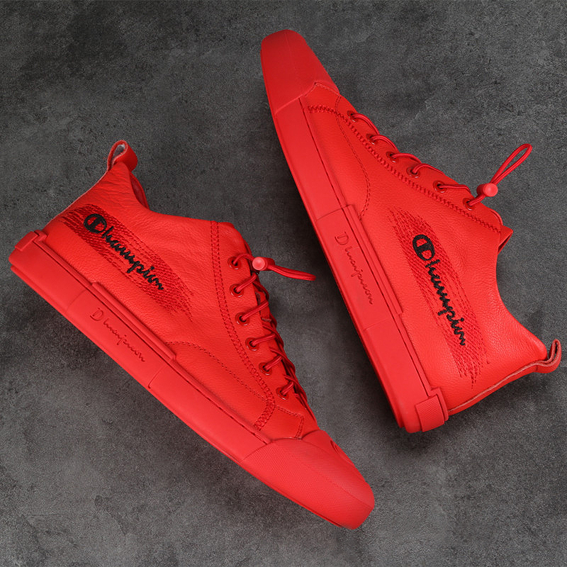 New leather high-help shoes men and Korean edition trend with British head skin casual red shoes shoes