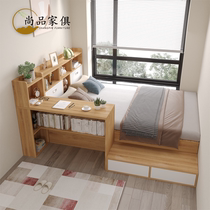 Small Household Type Tatami Bed Customised Solid Wood Single Bed Desk Integrated Childrens Bed Cabinet Combined Multifunctional Storage Bed