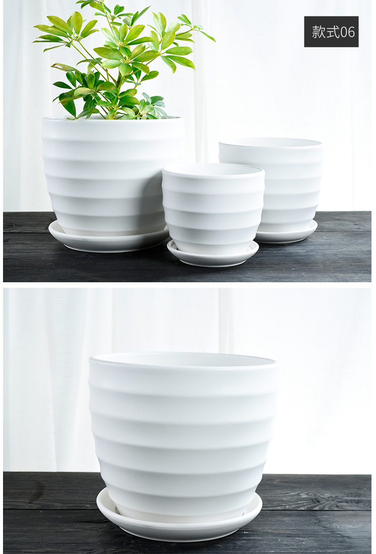 White flower pot ceramic creative Nordic contracted household special offer a clearance to heavy large tray flowerpot more than other meat