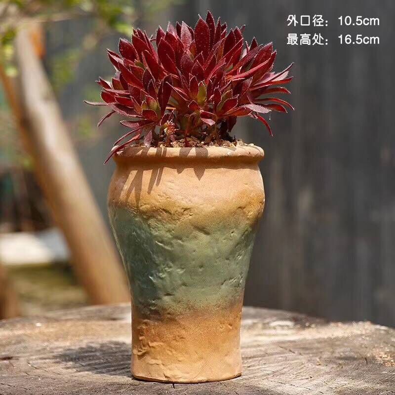 Old running the pot clay ceramic zhuang zi mage, coarse pottery creative Chinese wind restoring ancient ways flesh flower pot in a large, fleshy