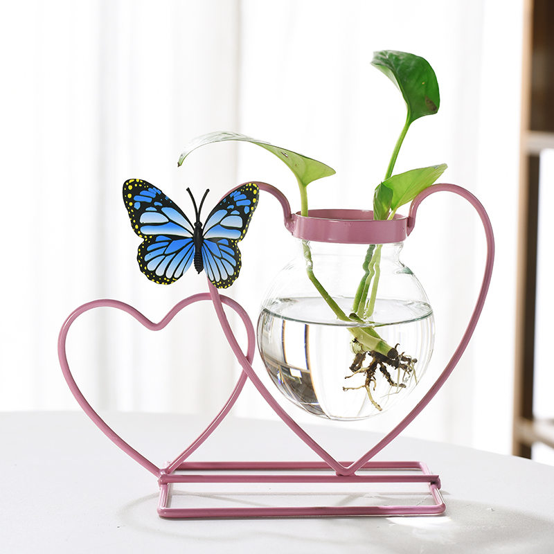 Hydroponic transparent glass flowerpots creative personality Gold Ge without Convent price clear cabin Multi meat copper Money grass hydroponic small vase