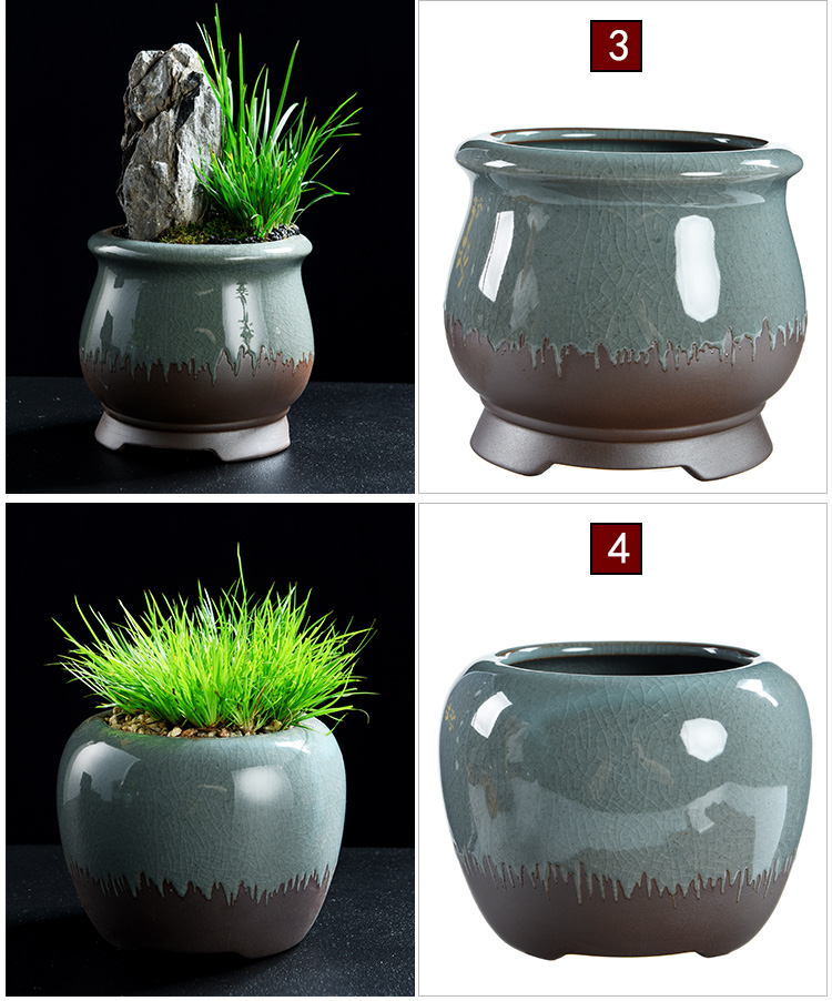 Purple sand flowerpot ceramic Chinese wind restoring ancient ways money plant air pot clay most creative flower pot meat meat meat the plants