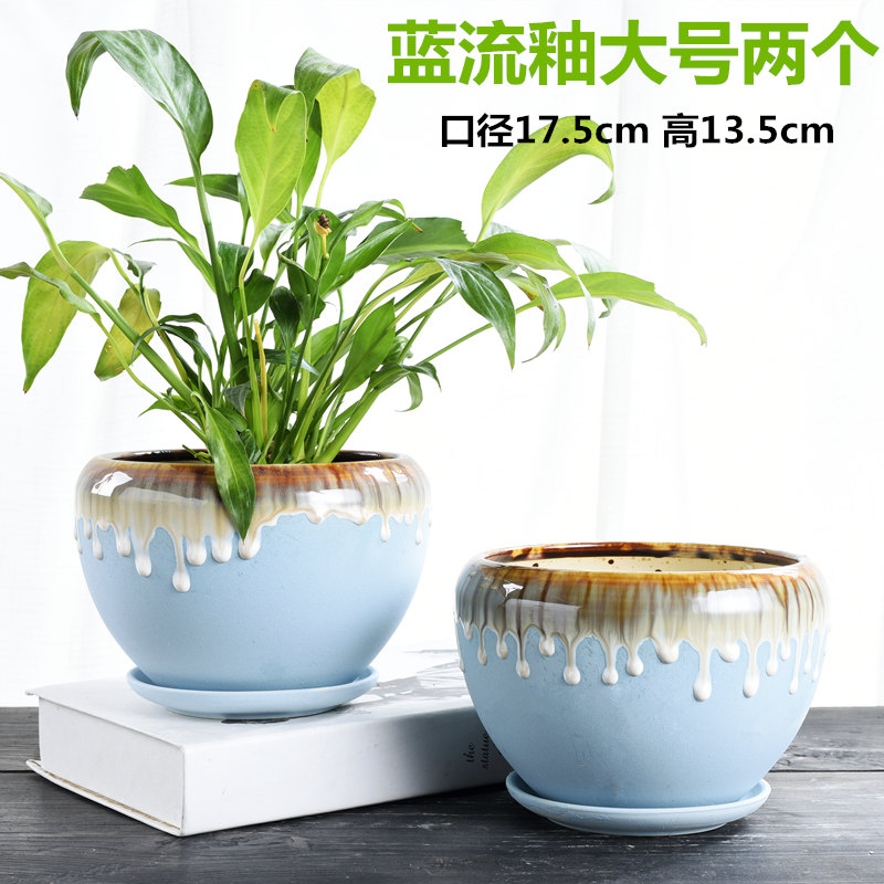 Heavy flowerpot ceramic large special offer a clearance bracketplant with tray was creative money plant contracted household small fleshy flower pot