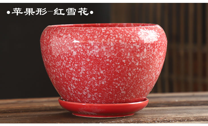 Heavy flowerpot ceramic red large special offer a clearance with tray was creative household bracketplant other small fleshy flower pot