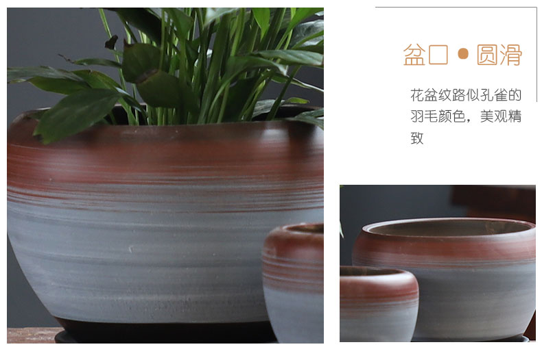 Flowerpot ceramic special offer a clearance of large household contracted wind belt tray in China creative move more than other meat Flowerpot