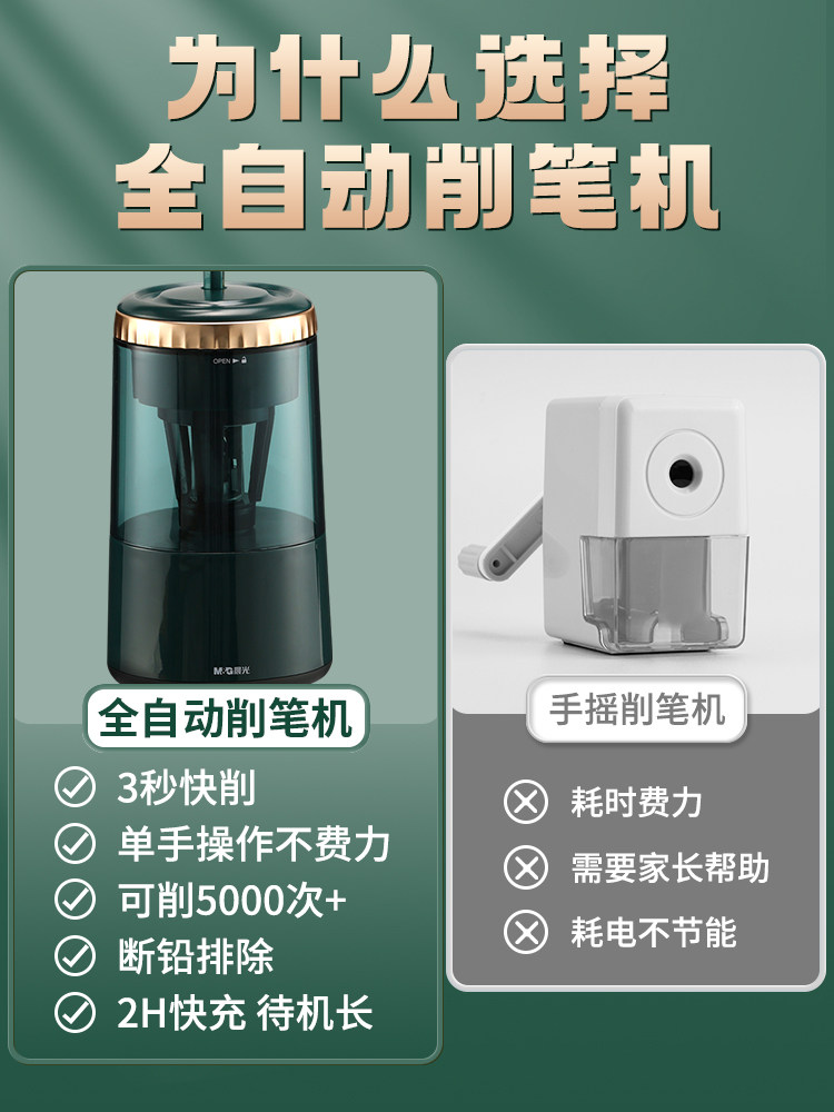 Morning Light Automatic Pencil Sharpener, Electric Pencil Sharpener, Pencil Cutter, Special Pencil Sharpener for Elementary School Students, Pencil Sharpener, Pencil Cutter, Pencil Sharpener, Fully Automatic Pencil Sharpener, Pencil Sharpener for Kindergarten Boys and Girls