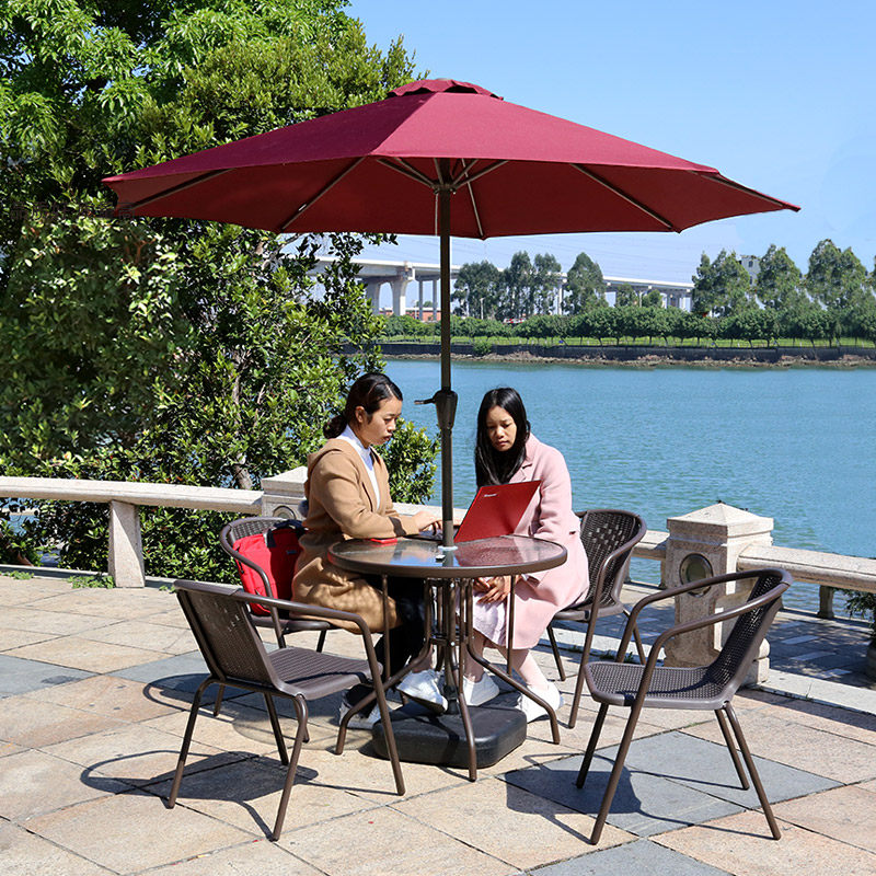Outdoor table and chairs leisure outdoor open-air balcony combination courtyard terrace with umbrella parasol waterproof outside swing small rattan chairs