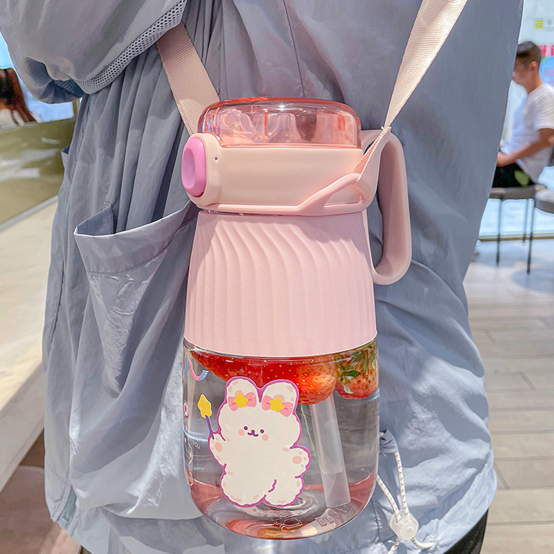 High-value water cup tritan summer straw cup female summer net red large capacity cute student simple portable