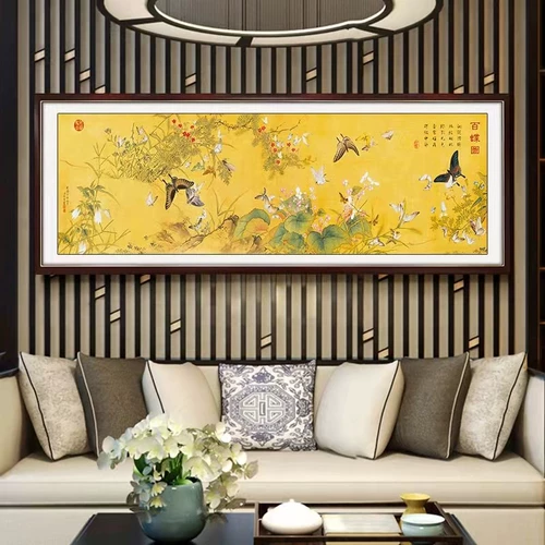 Вышивка крестом сто бабочек картина 2024 новая линия вышивка гостиная большая самовышивка современный китайский стиль Лан Сияющий национальный стиль знаменитые картины