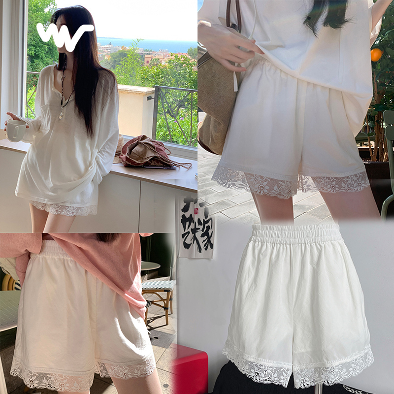 Tencel Lyocell White Lace Shorts Women's Lazy Relaxed Loose Casual Pants Summer Thin and Easiest for Match