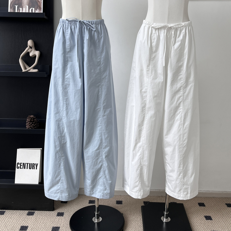 Summer Air Pants, Lightweight and Breathable, 100% Cotton! Slimming, Simple, Elastic Waist, Casual Wide-Leg Long Pants for Women in Summer