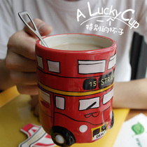 British puckator painted creative cartoon mug retro double-decker car bus coffee ceramic cup gift