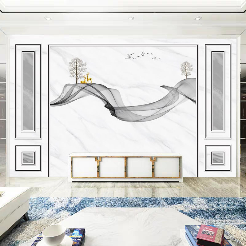 Bamboo Wood Fiber Background Wall Marble Light Extravagant TV Living-room Bedroom Sofa Quick Fit Wall Decoration Integrated Wall Panel-Taobao
