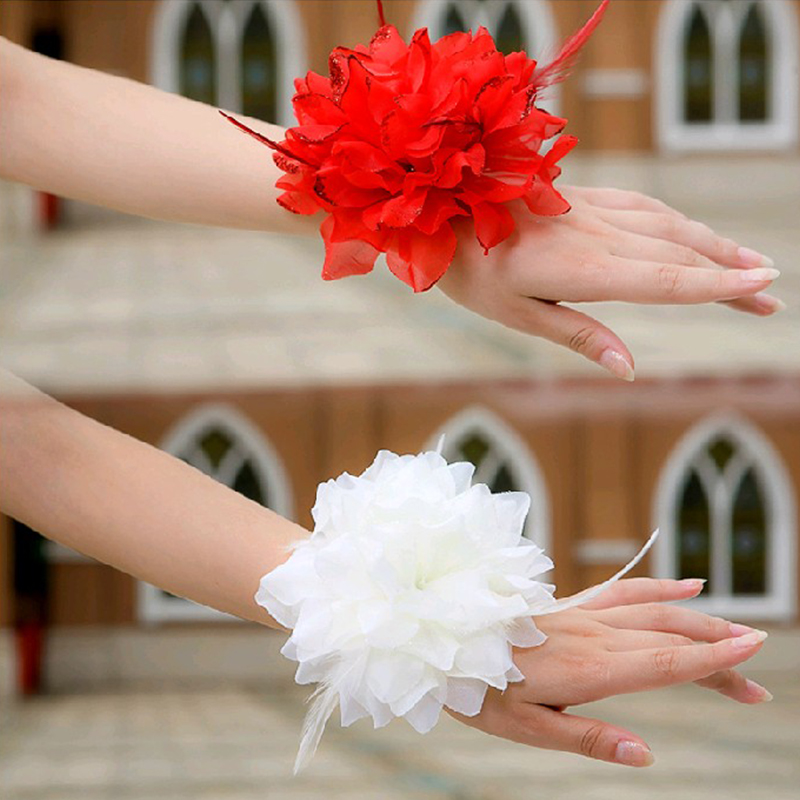 Dance performing hand flower head flower children dance headwear bridal bridesmaid's head flower square wrist flower games props