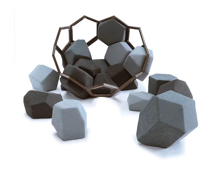 JuLanMake thiết kế nội thất sáng tạo ghế thạch anh QUARTZ ARMCHAIR nhập khẩu ghế phòng chờ vải - Đồ nội thất thiết kế ghế tựa