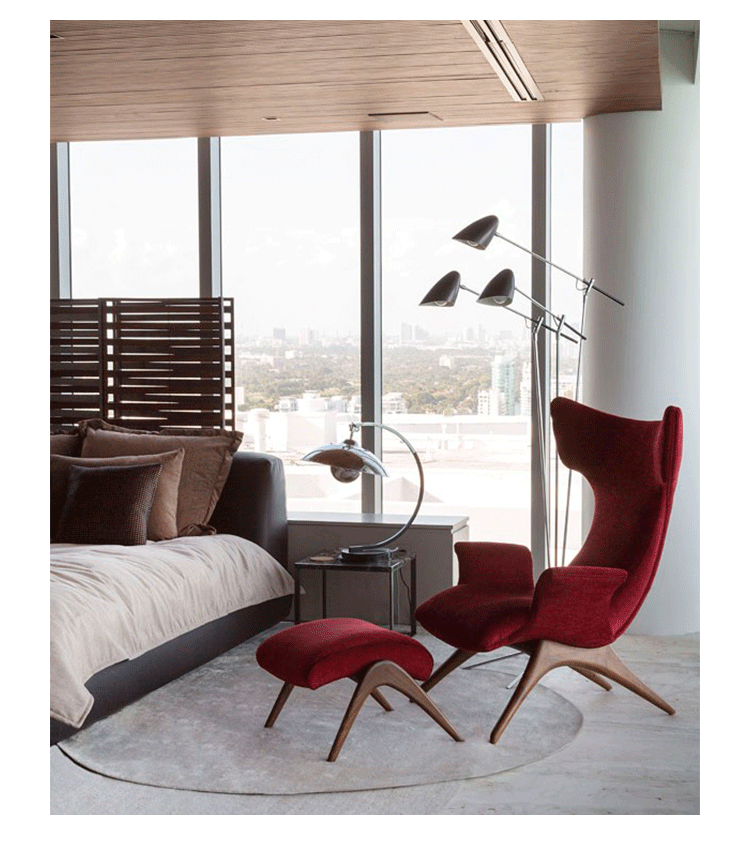 JuLanMake Thiết kế nội thất gỗ rắn Bắc Âu ONDINE ARMCHAIR mô hình phòng khách ghế sofa - Đồ nội thất thiết kế ghế mây